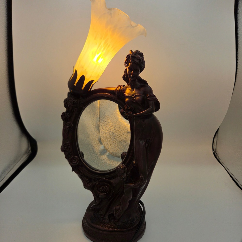 Art Nouveau Mirror Lamp Tiffany Style Tulip Shade Mirror Lamp Crosa Works